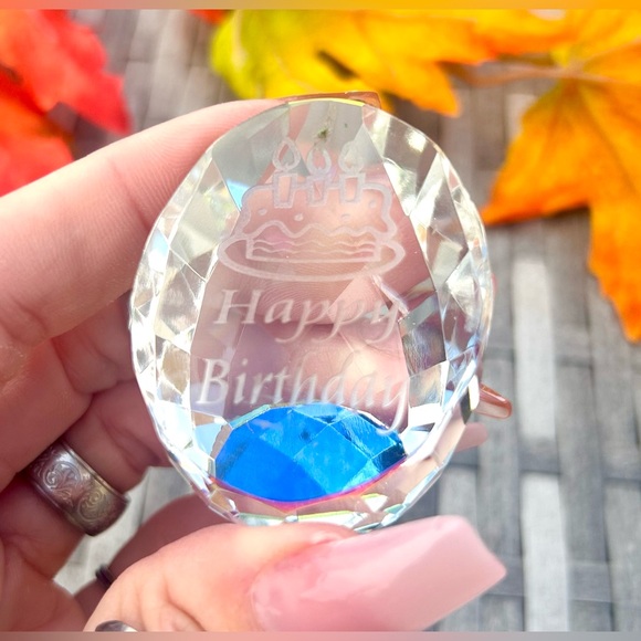 Happy Birthday Laser Engraved Crystal
Paperweight Gift Free Standing - Picture 3 of 3